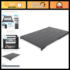 Adjustable 1U 4-Post Vented Rack Shelf, 28-34.4in, 150lb Capacity, Heavy Duty picture
