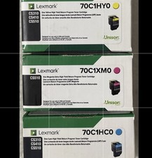 Lexmark 70C1HC0 70C1XM0 70C1HY0 High Yield CS510 Yellow Cyan Magenta Lot Sealed picture