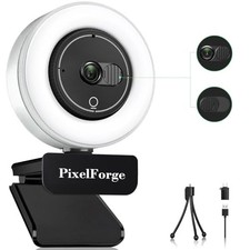 Black/White - 2K Webcam for PC with Microphone & Light & Privacy Cover picture