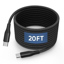 20FT USB C to C Cable 60W, Extra Long Type C Charger Fast 20FT, Black  picture