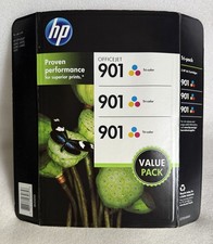 New Sealed Genuine HP 901 Tri Color Ink Cartridge 3 Pack NIP picture