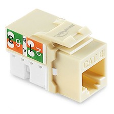 NavePoint 90 Degree Cat6 Keystone Jack, RJ45 Ethernet, Type 110 Ivory, 25-Pack picture
