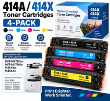 414A 414X Toner 4-Pack w/Chip for HP M479fdw M454dw W2020A W2020X BCMY picture