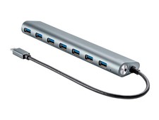 Monoprice 7 Port USB-C Hub - Aluminum, SuperSpeed Transfer Rates, grey picture