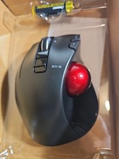 ELECOM EX-G Left Handed Wireless Trackball Mouse Red Roller Thumb Ball picture