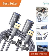 2Pack 10FT USB 3.0 Extension Cord Nylon Braided for Webcam Phone Hard Drive picture