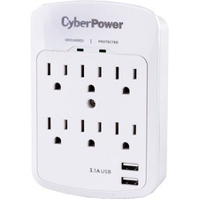 CyberPower P600WU 6-Outlet Professional Surge Protector (White, Wall Tap) picture