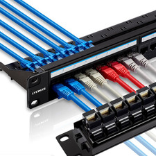 24 Port RJ45 Patch Panel Cat6 Feed Through, Coupler Network Panel 19 Inch, Inlin picture