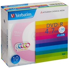Verbatim Japan 10x 4.7GB DVD-R discs for one-time recording 5-color discs picture