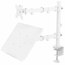 VIVO White Adjustable Laptop & Monitor Desk Mount Stand, Fits 1 Screen up to 32