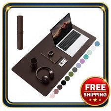 Desk Pad PVC Leather 31.5x15.7 Inch Waterproof Non-Slip Surface picture