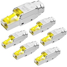 6Pcs CAT6A RJ45 Connector Tool-Free Shielded Toolless For 23-26 AWG Cable picture