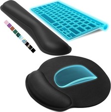 Keyboard Wrist Rest and Mouse Pad Set Memory Foam Ergonomic Support Black picture