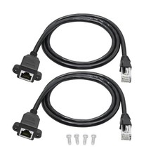 2Pcs Cat6 Ethernet Extension Cable 2FT, RJ45 Panel Installation Adapter picture