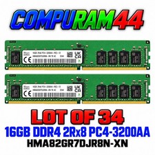 Lot 34x SK Hynix 16GB DDR4 2Rx8 Server Memory RDIMM PC4-3200AA HMA82GR7DJR8N-XN picture
