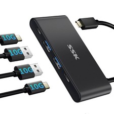 SSK USB-C 3.2 Hub 10Gbps, 4 Ports USB C Splitter for Laptop, 3.8-inch, Black picture