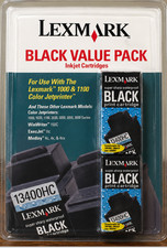 Lexmark 13400HC Black Value Pack Inkjet Cartridges New Sealed Vintage OEM 2 Pack picture