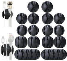 Cable Clips Self Adhesive Cord Holder Organizer Black 16PCS picture