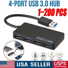 4-Port USB 3.0 Hub 5Gbps Portable Compact PC Mac Laptop Notebook lot Desktop picture