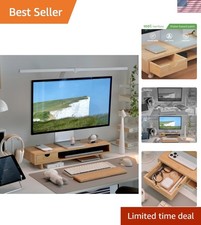 Bamboo Monitor Stand Riser with Drawer, Ergonomic Computer Riser for Desk wit... picture