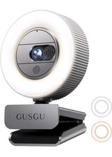 GUSGU G910 2K QHD Webcam W/ Microphone, Ring Light, Privacy Cover - New, Sealed picture