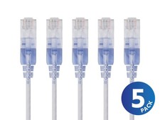 Monoprice Cat6A Ethernet Network Patch Cable - 30 Feet - White | 5-Pack, 10G picture