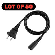 Lot of 50 2 Prong Ac Power Cord Cable Figure 8 2-Slot TV PS3 PS4 PS5 Xbox - 6Ft picture