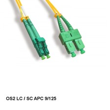 Kentek 1m LC/SC APC OS2 9 /125 Duplex Single-Mode Fiber Patch Cord OFNR picture
