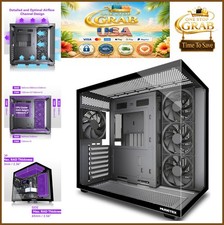 Y6 ATX Mid Tower PC Case 270° Tempered Glass 4 Fans Type-C Black picture