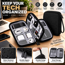 Portable Waterproof Double-Layer Zipper Storage Bag Electronic Organizer picture