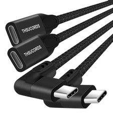 100W USB C Extension Cable 1.6FT 20Gbps 90 Degree Right Angle 3.2 2 PCS  picture