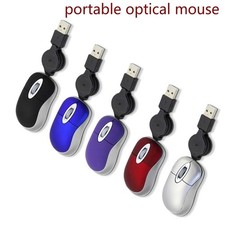 Mini Portable Wired Retractable Mouse Computer Mause Small Hand USB Optical 1000 picture