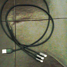 New 3ft Braided 3-in-1 USB-A Charging Cable to USB-C Micro picture