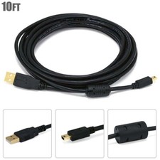 10FT USB-A Male to Mini B 5-Pin Male Sync Data Charge Cable Ferrite Core Gold picture