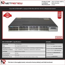Cisco WS-C3750X-48PF-L Catalyst 48 Port Gigabit Ethernet PoE+ Switch picture