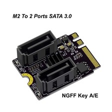M.2 Key A+E to Dual SATA 3.0 Adapter Card NGFF PCIe JMB582 SSD HDD Expansion picture