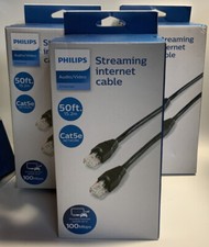 🧷 Philips Internet Cable Cat5e 50ft- Audio/Video Ethernet, ❗️ LOT OF 3👌 picture