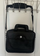 Dell Genuine Black Leather Laptop Briefcase Messenger Bag Shoulder Strap – Used picture