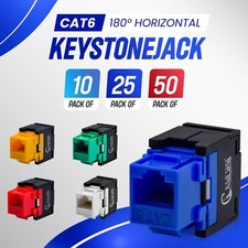 Cat6 Keystone Jack RJ45 Connectors Punch Down Ethernet Cable Connector Blue 10X picture
