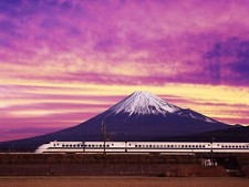 Landscape japan mount fuji train purple sky shinkansen Custom Gaming Mat Desk picture
