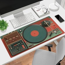 Nostalgic Vinyl Desk Mat: Retro Turntable Keyboard Pad for Audiophiles & Study picture