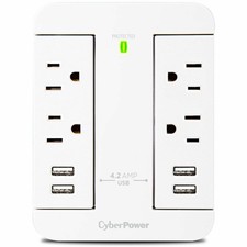 CyberPower GP400U4AWH Direct Plug Swivel Wall Tap, 4 Outlets, 4 USB Ports picture