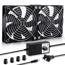 Big Airflow 2 x 120mm 240mm Computer Fan with AC Plug Cabinet Fan 110V 240V A... picture
