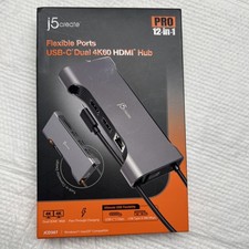 j5create JCD367 Flexible Ports USB-C® Dual 4K60 HDMI™ Hub - Pro 12-in-1 SEALED picture