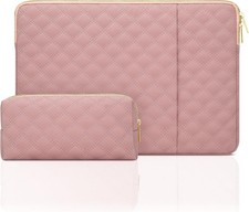 15.6 Inch Laptop Sleeve Case with Pocket & Accessory Bag, Pink | Compatible with picture