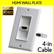 HDMI Wall Plate with 4 inches Extension Cable Single Port Coupler Faceplate picture