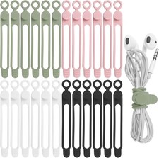 24PCS Silicone Cable Ties Cord Organizer Reusable Wire Straps 4 Colors picture