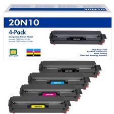 4 Pack (with Chip) for Lexmark 20N10K0 20N10C0 20N10M0 20N10Y0 Toner Cartridges picture