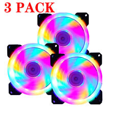 3-Pack 120mm RGB Quiet Computer Case PC Game Cooling Fan RGB LED Rainbow picture