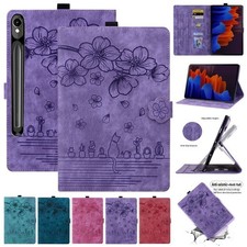 Leather Flower Cat Card Slot Tablet Case For Samsung Galaxy Tab S10 Lite S9 FE picture